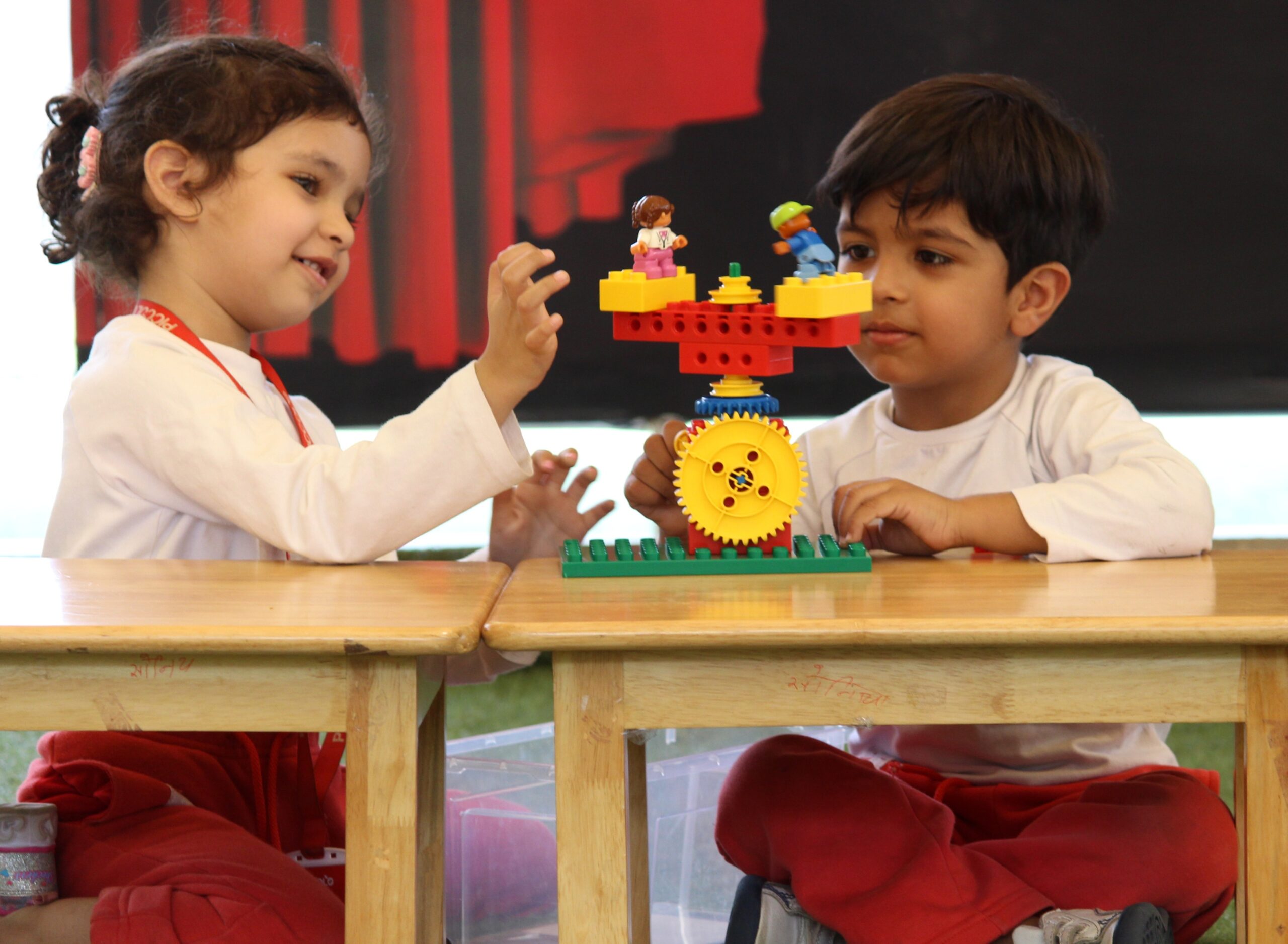 Children playing with blocks.